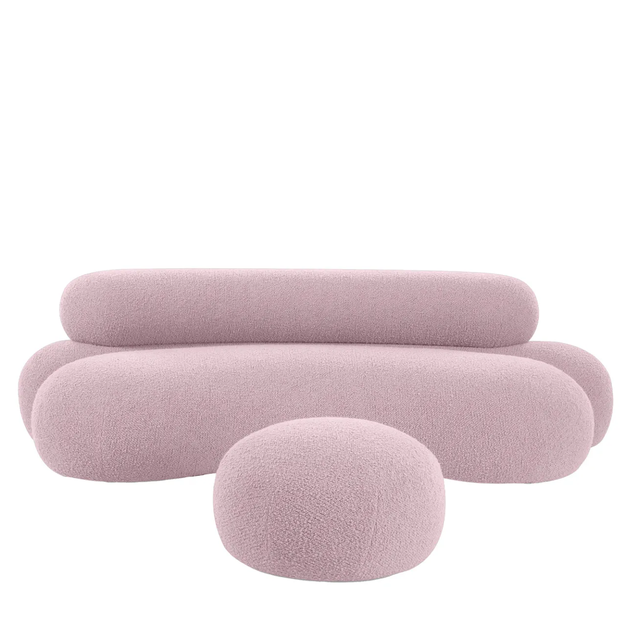 Adrenalina Sofas<Nefelibata Composition 4.1 Sofa with Pink Bouclé Pouf