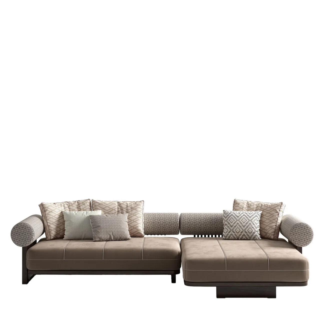 CPRN Homood Outdoor Sofas & Benches<Nikos Beige wood and leather modular outdoor sofa