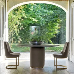 Franco Bianchini Dining Tables<Niku Asphalt-Gray Leather & Wood Dining Table