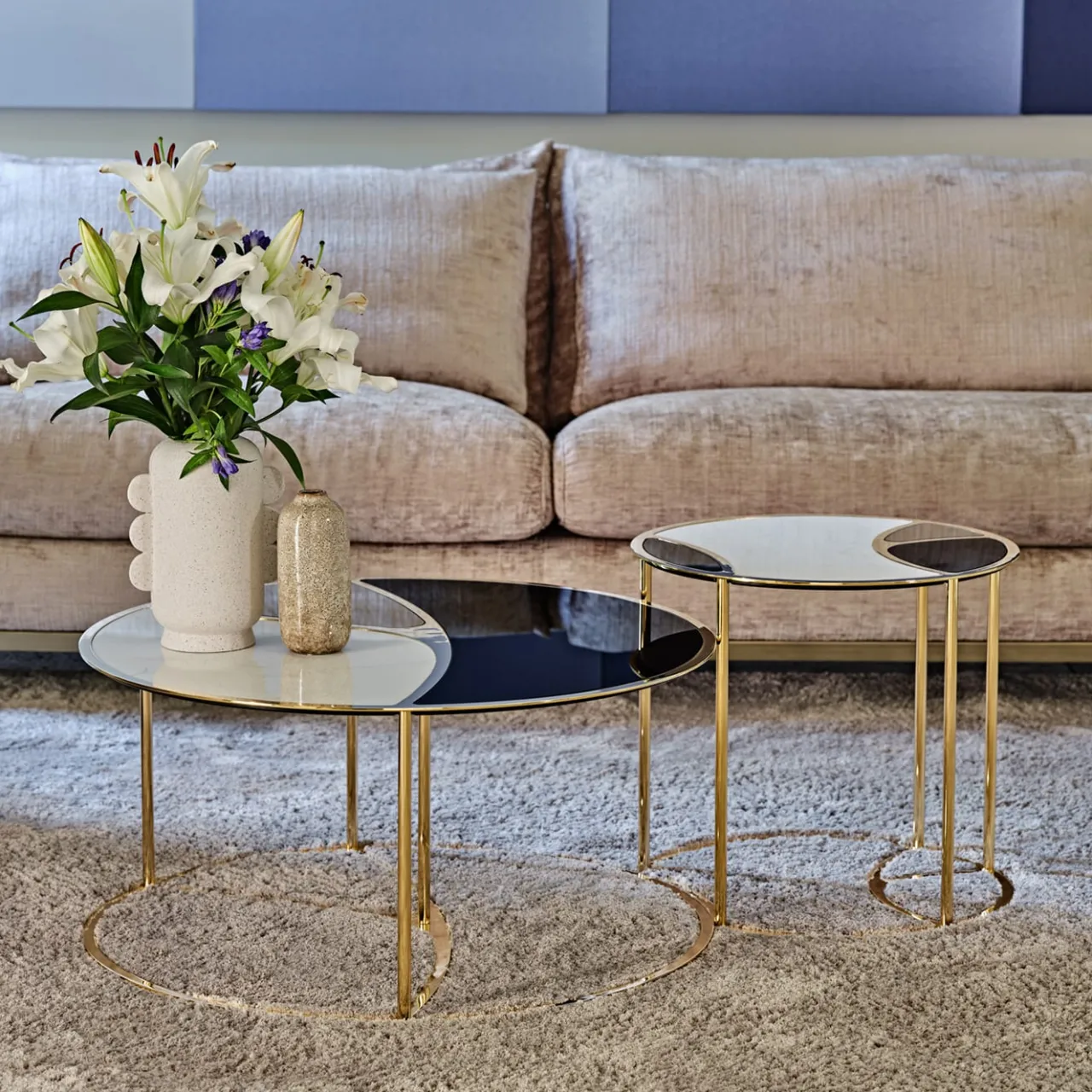 Black Tie Nesting Tables<Nilo Set of 2 Calacatta Marble & Glass NestingTables