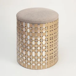 Splot Design Ottomans & Poufs<Nimbus 40 Cylindrical Champagne Aluminum Pouf