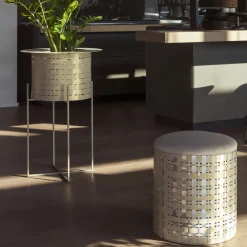 Splot Design Ottomans & Poufs<Nimbus 40 Cylindrical Champagne Aluminum Pouf
