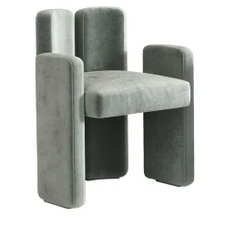 Emmemobili Armchairs<Nina Soft gray fabric low backrest armchair