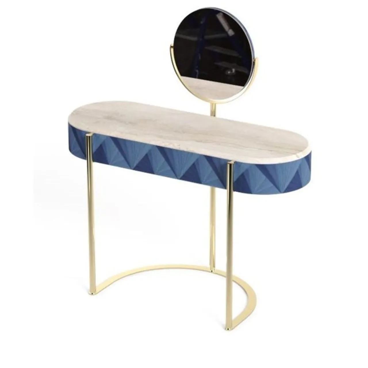 Cafedesart Vanities<Nora Curved Blue & Golden Vanity Desk