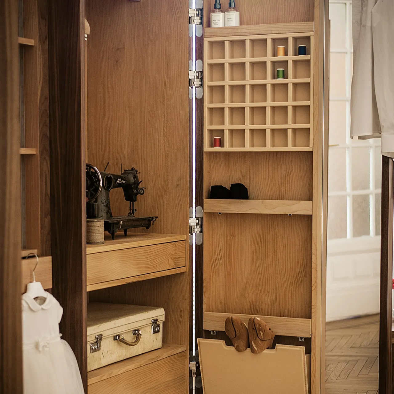 Riva 1920 Dressers<Nuit 2 -Door Walnut Closet by Giuliano Cappelletti