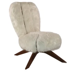 Puravisione Lounge Chairs<Nuvola White Faux Fur with Vintage Legs Lounge Chair