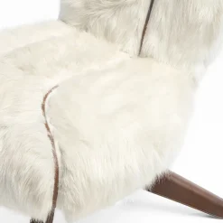 Puravisione Lounge Chairs<Nuvola White Faux Fur with Vintage Legs Lounge Chair