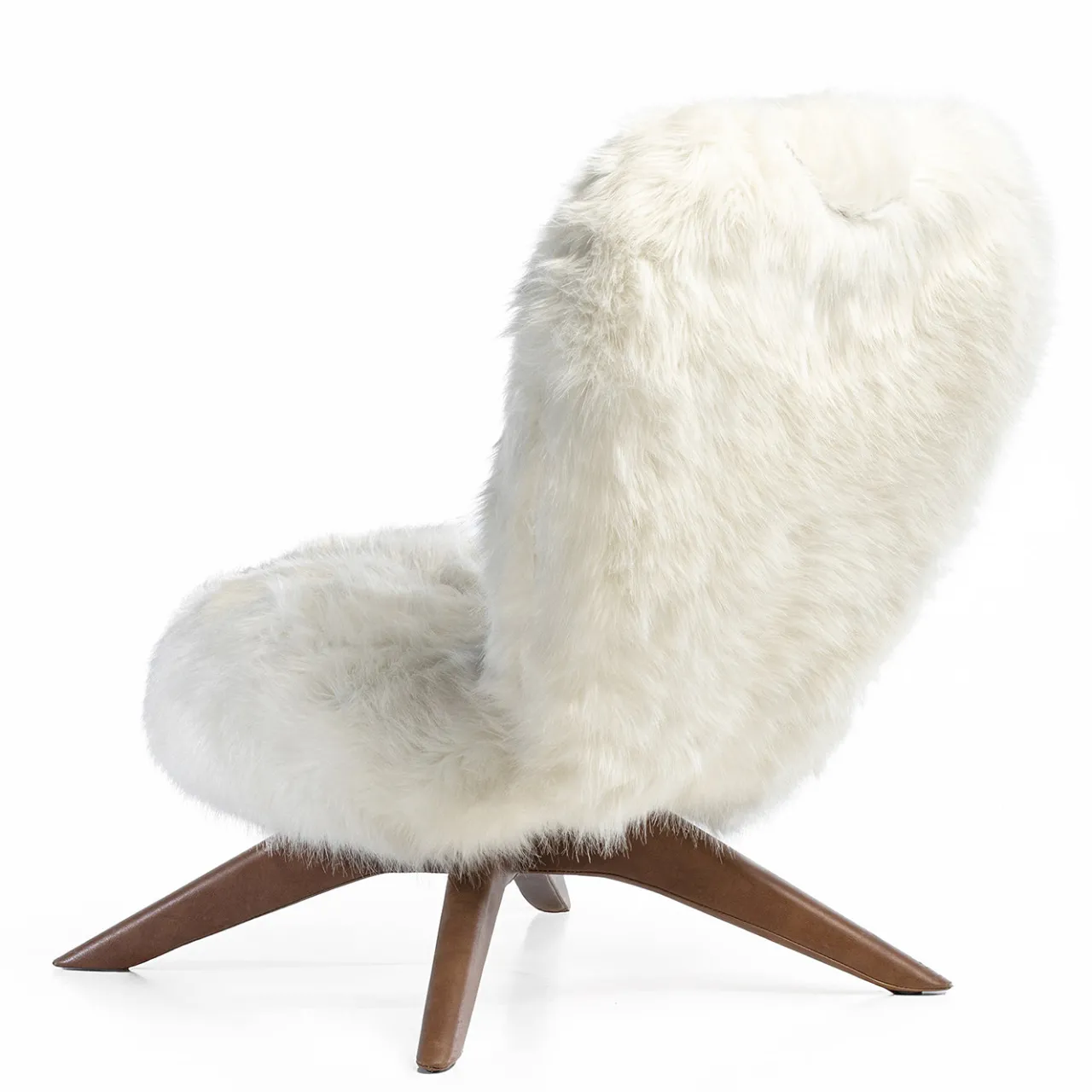 Puravisione Lounge Chairs<Nuvola White Faux Fur with Vintage Legs Lounge Chair