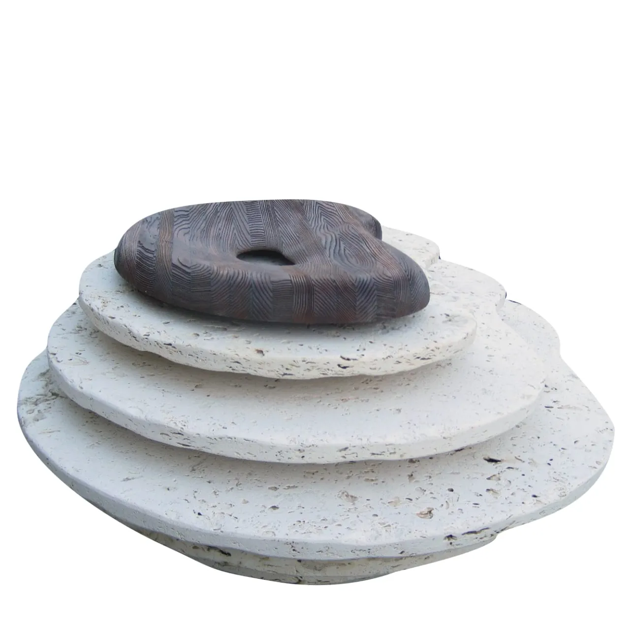 Kreoo Stools<Oasi N.1 Seating in Travertino Paglierino and Aged Larch