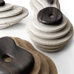 Kreoo Stools<Oasi N.1 Seating in Travertino Paglierino and Aged Larch