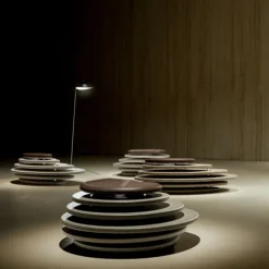 Kreoo Stools<Oasi N.1 Seating in Travertino Paglierino and Aged Larch