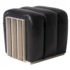 Mantellassi 1926 Ottomans & Poufs<Ola black leather pouf with mirrors