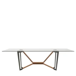 Tonin Casa Dining Tables<Oliver Transparent Glass & Walnut Canaletto Dining Table