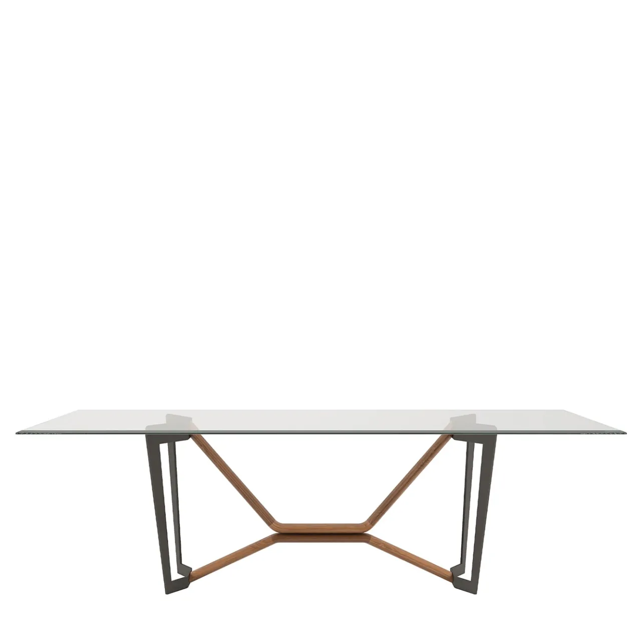 Tonin Casa Dining Tables<Oliver Transparent Glass & Walnut Canaletto Dining Table