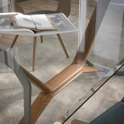 Tonin Casa Dining Tables<Oliver Transparent Glass & Walnut Canaletto Dining Table