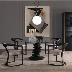 Zanaboni Dining Tables<Ometto ED/20 349 Round Dining Table with Glass Top