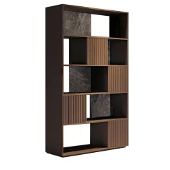 Bamax Bookcases<Opale Channeled Walnut Bookcase