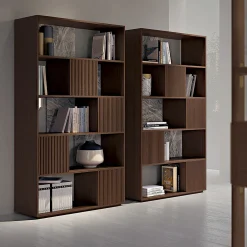 Bamax Bookcases<Opale Channeled Walnut Bookcase