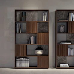 Bamax Bookcases<Opale Channeled Walnut Bookcase