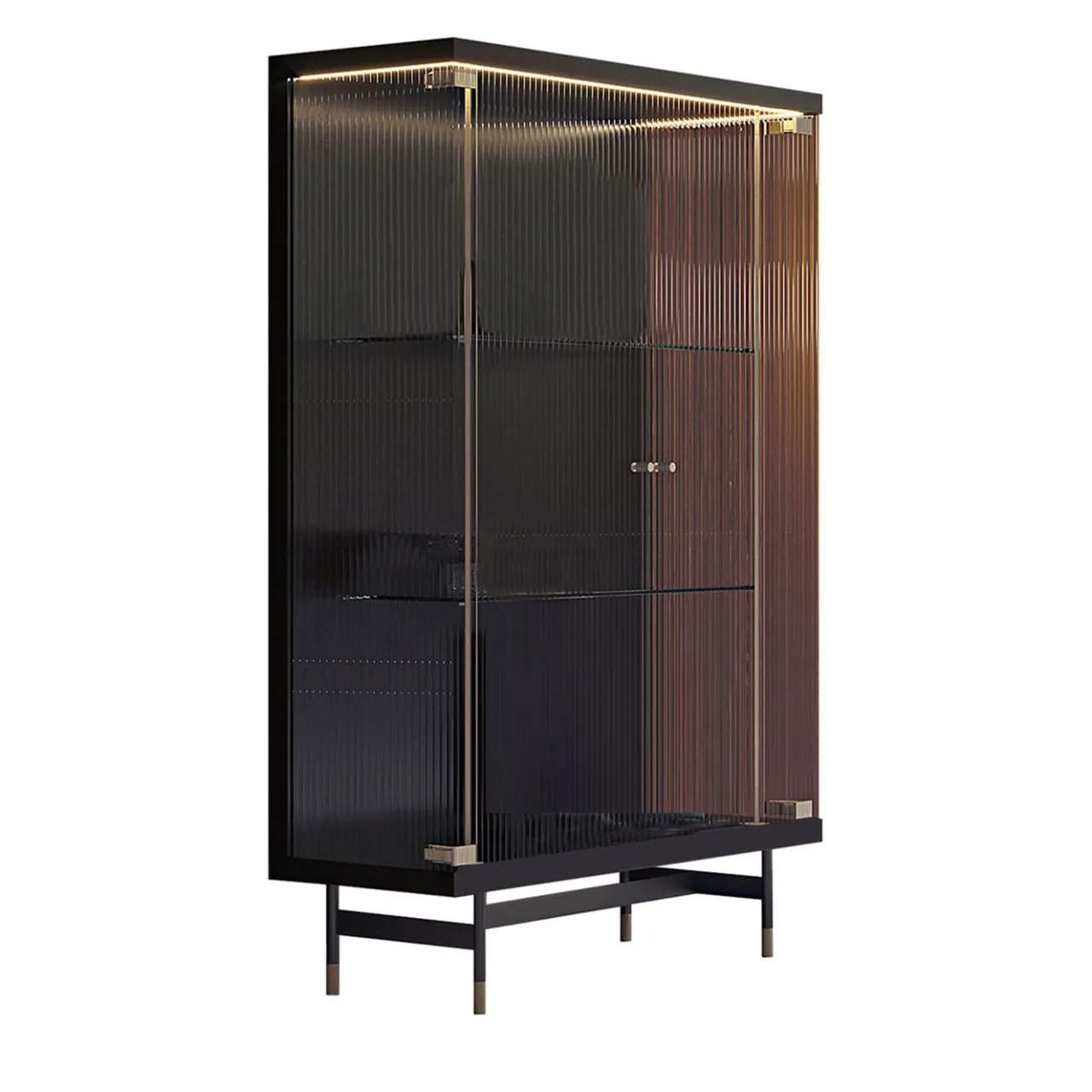 Bamax Cabinets<Opale 2-Door Channeled Glass Cabinet