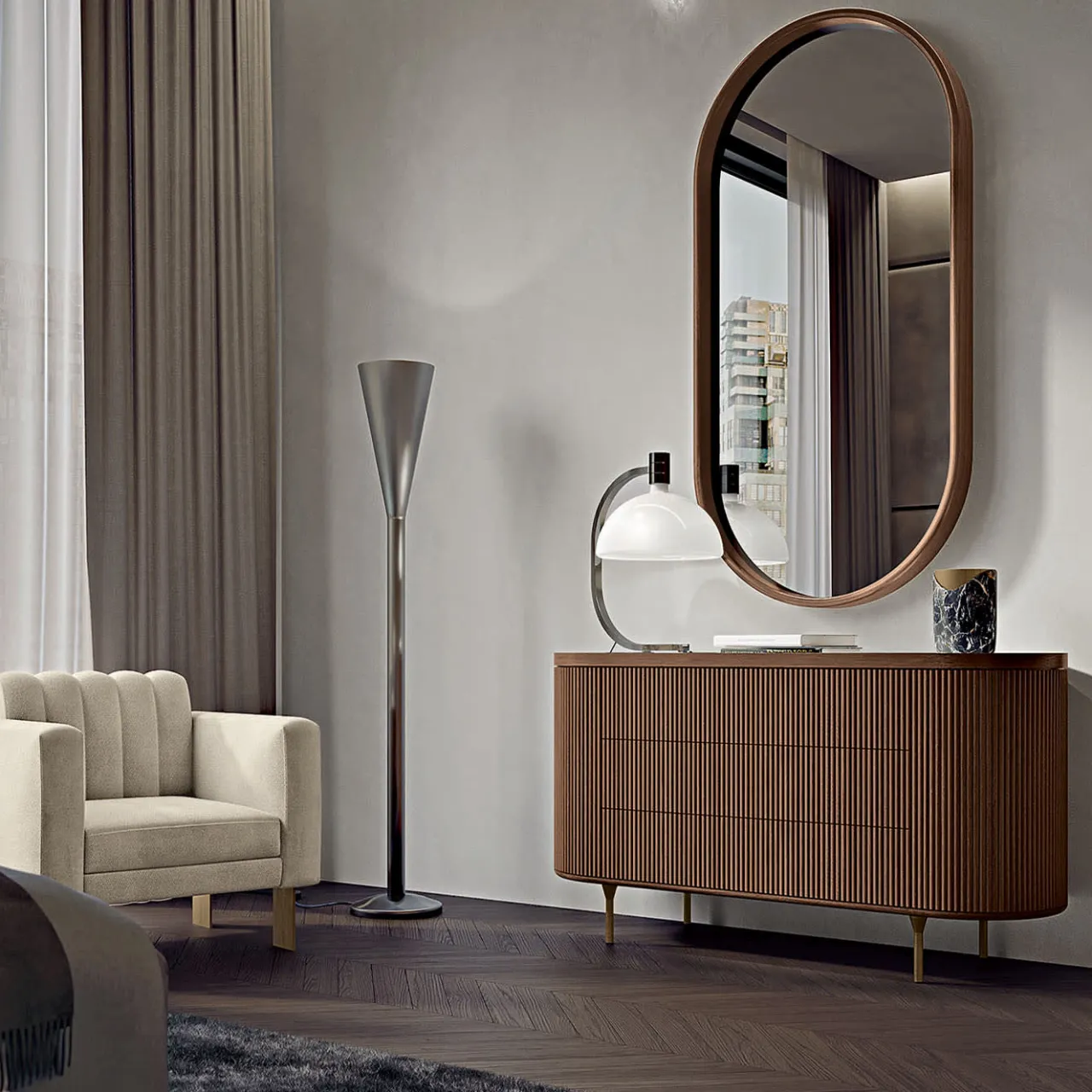 Bamax Dressers<Opale 3-Drawer Channeled Walnut Dresser