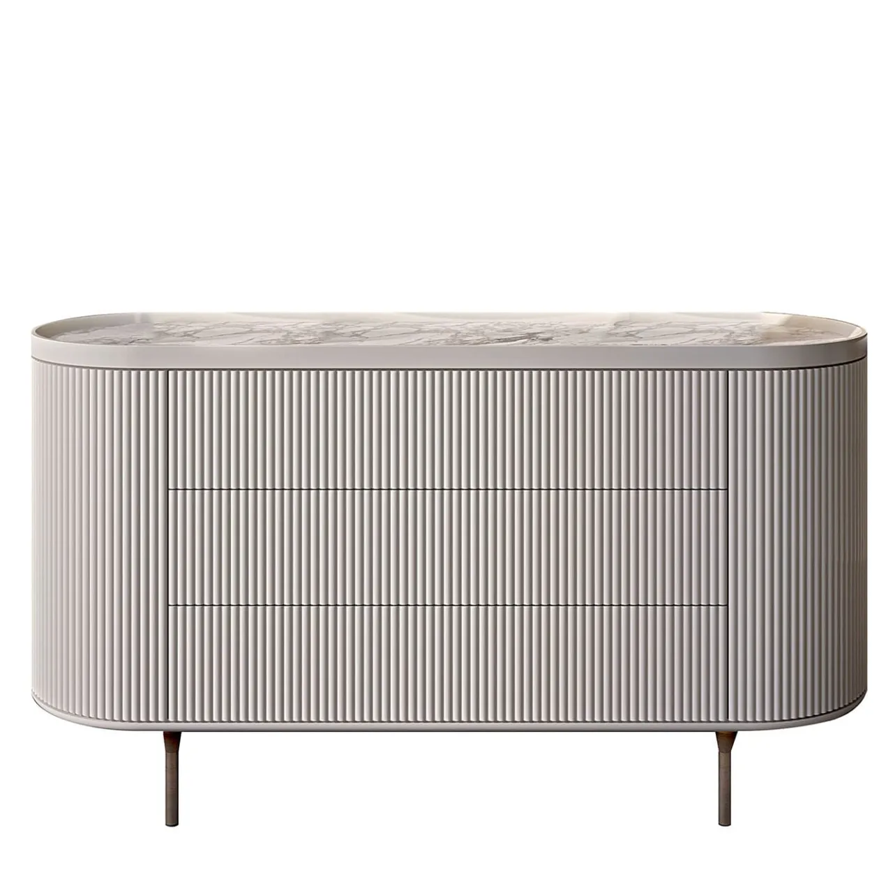 Bamax Dressers<Opale 3-Drawer Channeled White Dresser