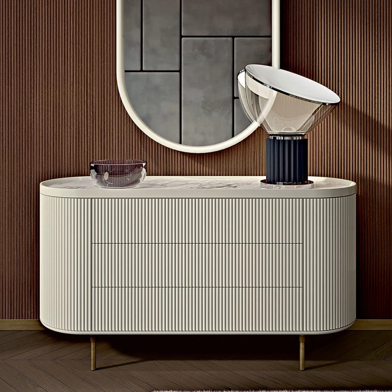 Bamax Dressers<Opale 3-Drawer Channeled White Dresser