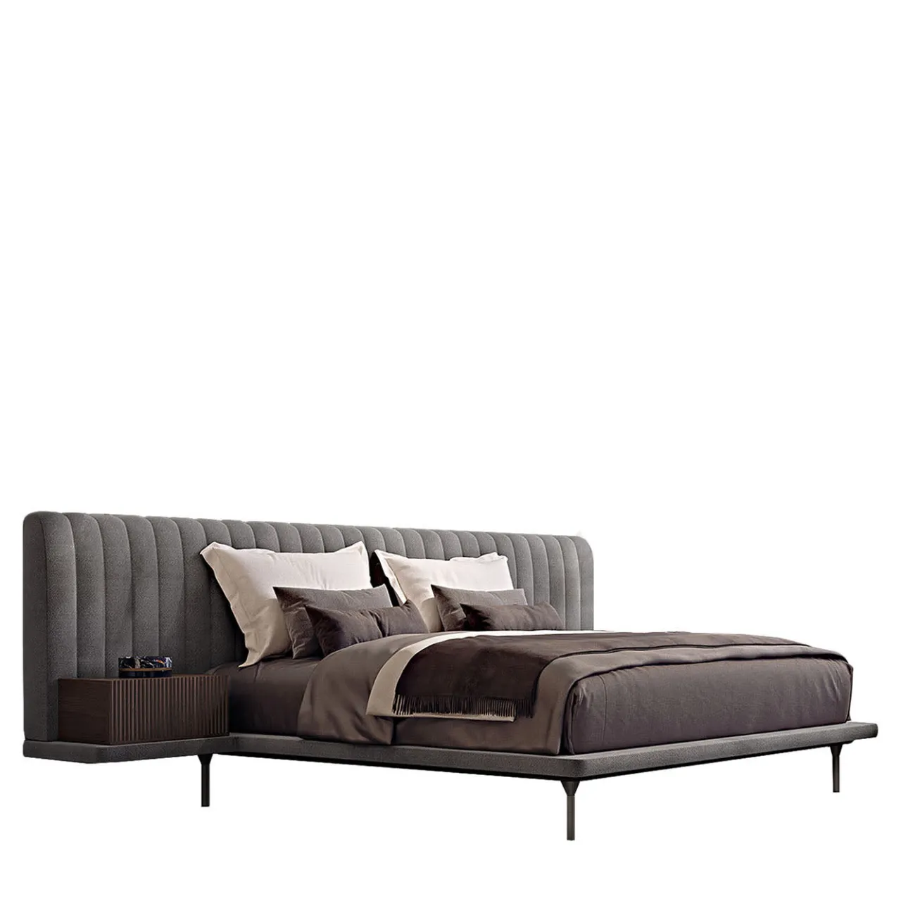 Bamax Beds<Opale Large Channeled Gray Double Bed
