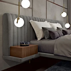 Bamax Beds<Opale Large Channeled Gray Double Bed