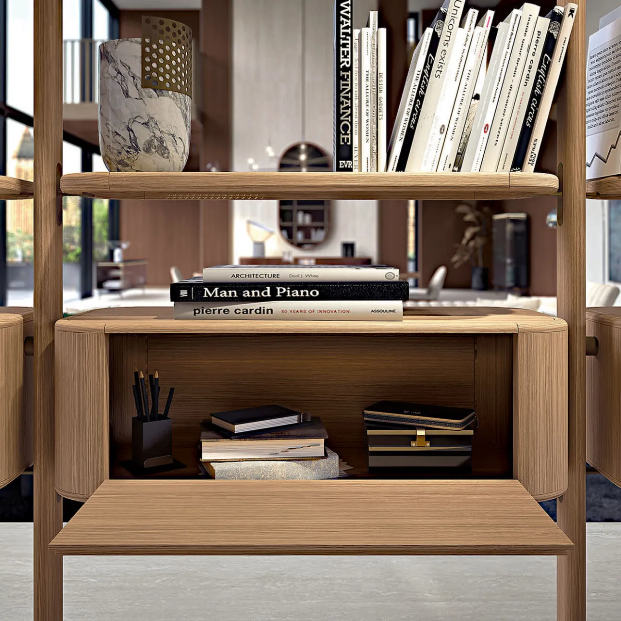 Bamax Bookcases<Opale 9-Shelf & 3-Storage Unit Ash Bookcase
