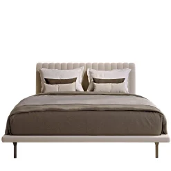 Bamax Beds<Opale Small Channeled Beige Double Bed