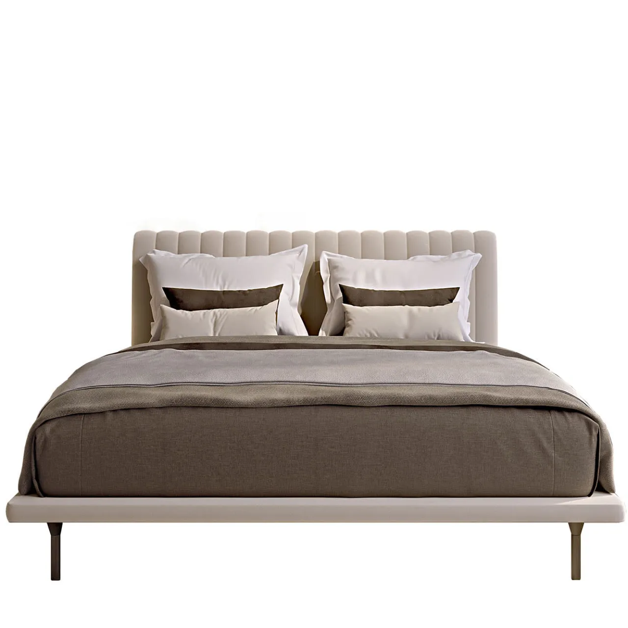 Bamax Beds<Opale Small Channeled Beige Double Bed
