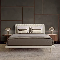 Bamax Beds<Opale Small Channeled Beige Double Bed