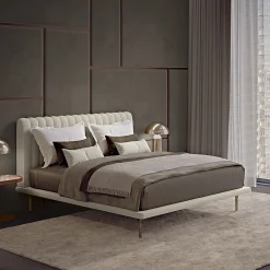 Bamax Beds<Opale Small Channeled Beige Double Bed