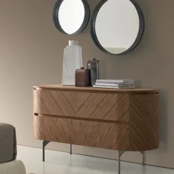 Modesign Dressers<Opera Dresser in Walnut Canaletto with Nickel Legs