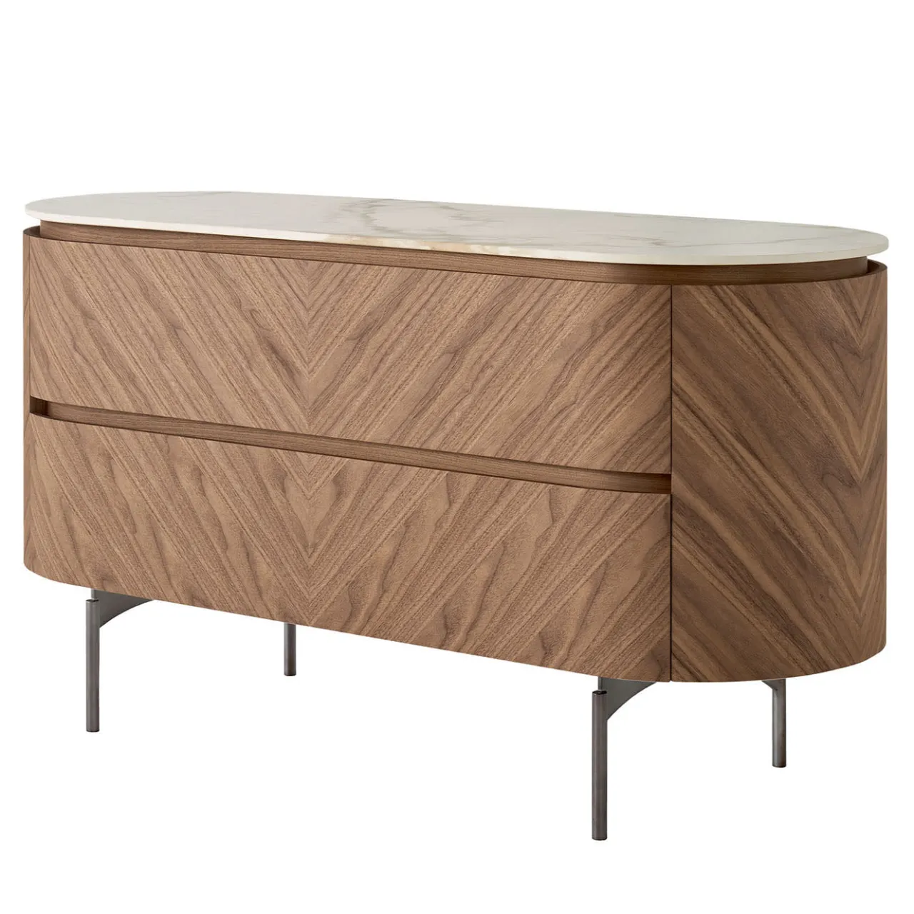 Modesign Dressers<Opera Dresser in Walnut Canaletto with Calacatta Ceramic Top