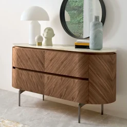 Modesign Dressers<Opera Dresser in Walnut Canaletto with Calacatta Ceramic Top