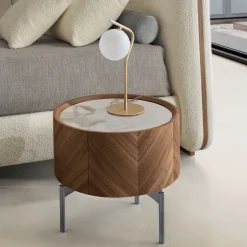 Modesign Nightstands<Opera Nightstand in Walnut Canaletto with Calacatta Ceramic Top