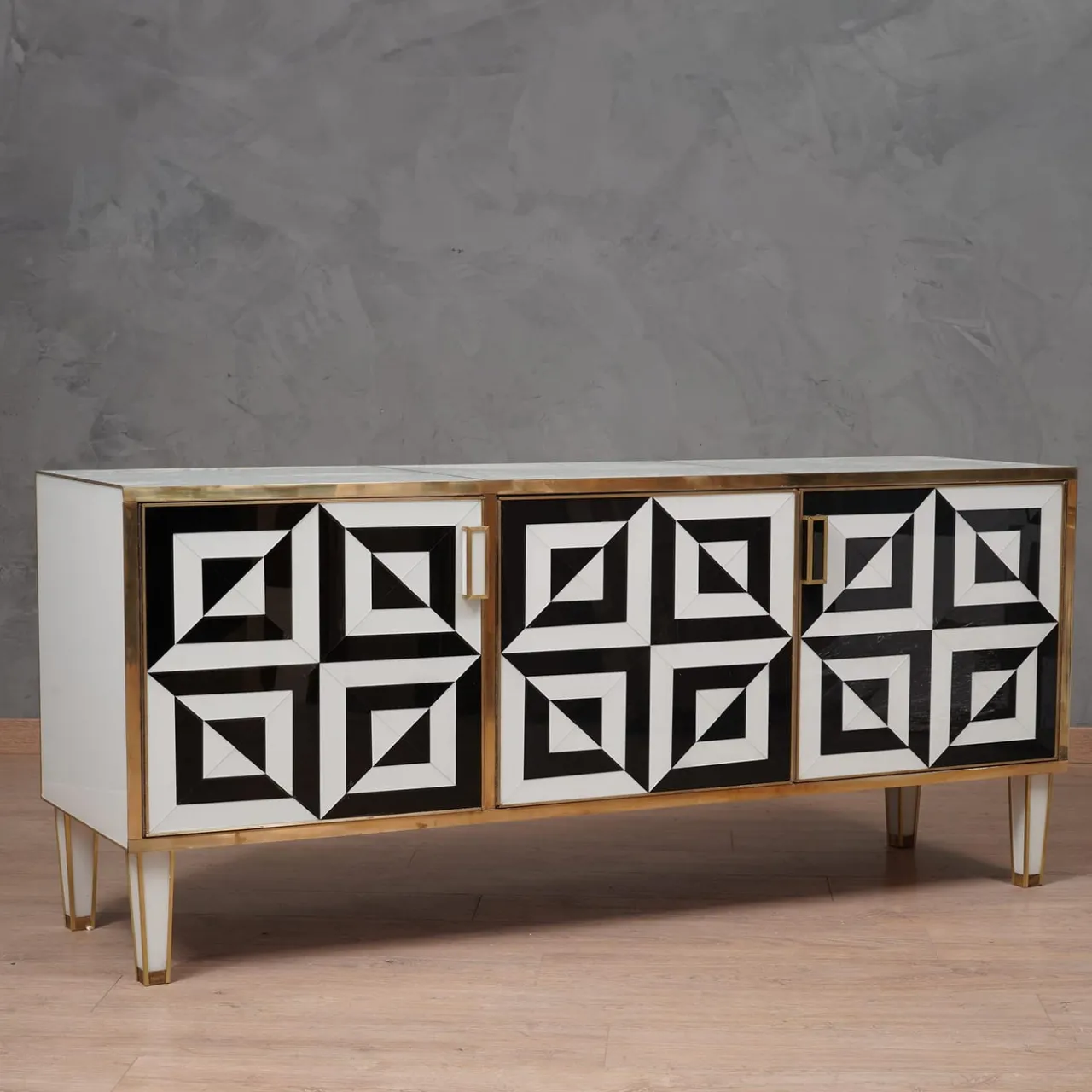 Justfurnituress Sideboards Buffets<Optical Black and White Sideboard