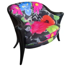Sergio Villa Armchairs<Opus Black Flower and lacquer armchair By Carlo Rampazzi
