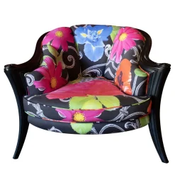 Sergio Villa Armchairs<Opus Black Flower and lacquer armchair By Carlo Rampazzi