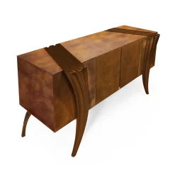 Sergio Villa Sideboards Buffets<Opus Futura Chocolate Wood & Leather Sideboard by Carlo Rampazzi