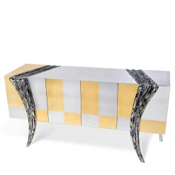 Sergio Villa Sideboards Buffets<Opus Gold and Silver Sideboard by Carlo Rampazzi