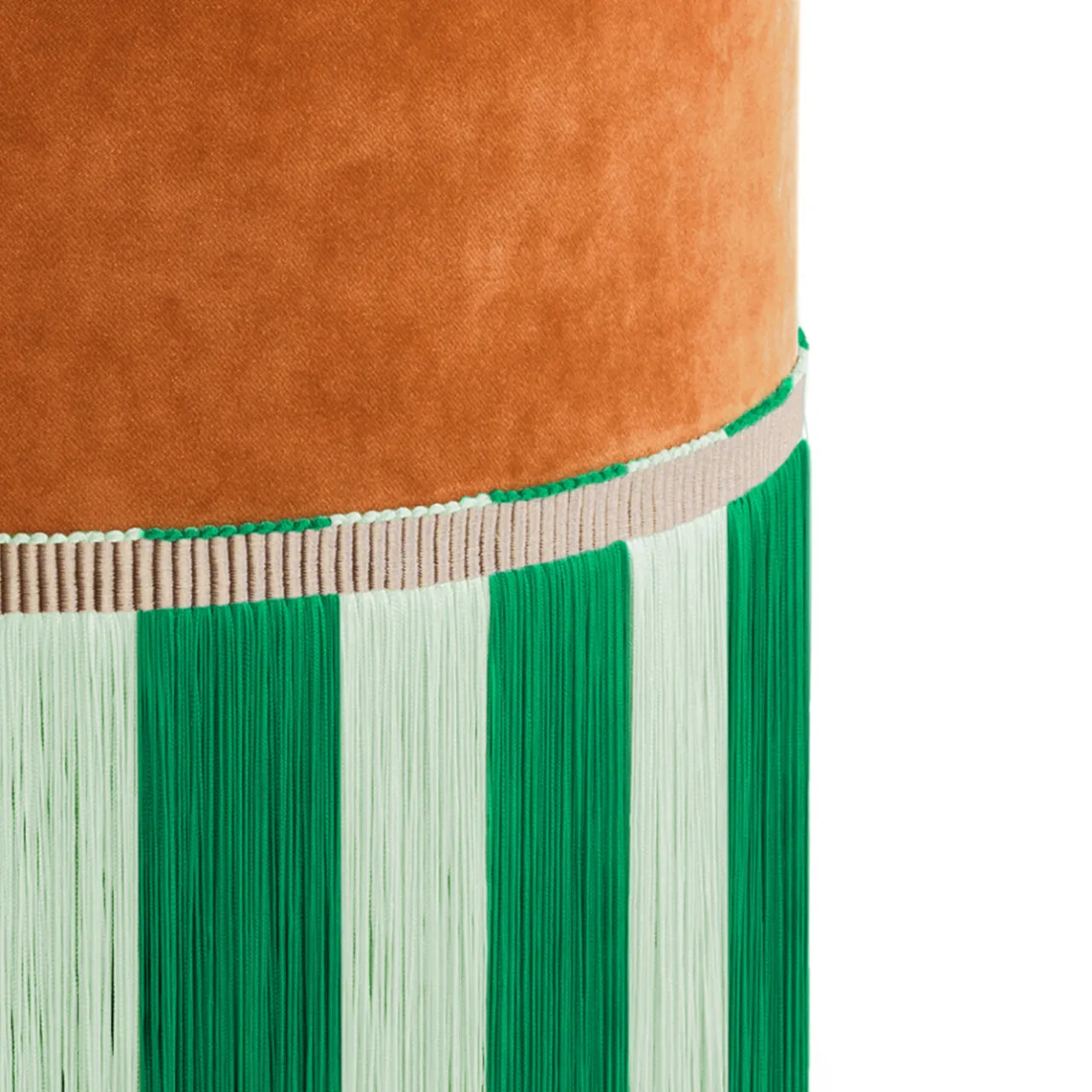 Lorenza Bozzoli Couture Benches<orange velvet with two-tone fringes bench