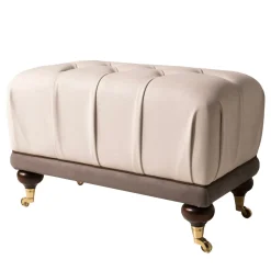 Mantellassi 1926 Ottomans & Poufs<Ottoman light brown and off white capitonnè pouf