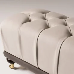 Mantellassi 1926 Ottomans & Poufs<Ottoman light brown and off white capitonnè pouf