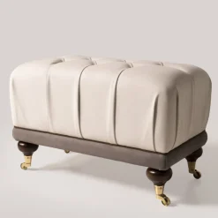 Mantellassi 1926 Ottomans & Poufs<Ottoman light brown and off white capitonnè pouf