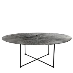 Renzo Serafini Coffee Tables<Otto/Quarti Round Gray Steel Coffee Table with LED Light