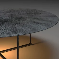 Renzo Serafini Coffee Tables<Otto/Quarti Round Gray Steel Coffee Table with LED Light