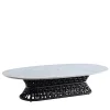 Giorgio Collection Outdoor Coffee Tables<Outdoor Black Oval Cocktail Table With Stone Top